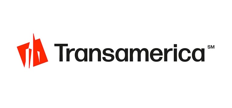 Transamerica logo with red geometric building symbol and black text
