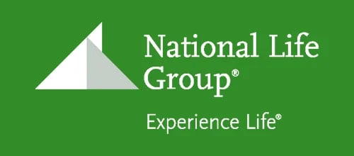 National Life Group logo with white triangle graphic and Experience Life tagline on green background